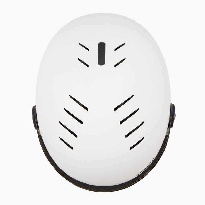 Dětská lyžařská helma UVEX Rocket Visor Jr white/black matt/mirror blue/smoke 6