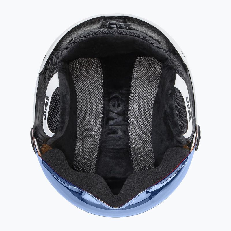 Dětská lyžařská helma UVEX Rocket Visor Jr white/black matt/mirror blue/smoke 4