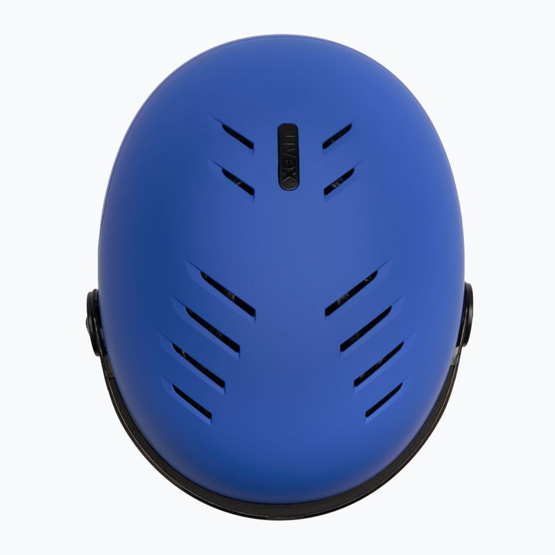 Dětská  lyžařská helma  UVEX Rocket Visor Jr blue matt/mirror blue/smoke 6