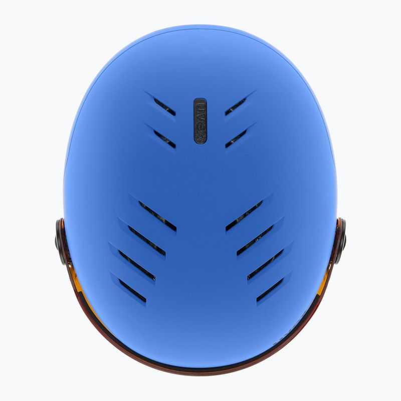 Dětská  lyžařská helma  UVEX Rocket Visor Jr blue matt/mirror blue/smoke 4