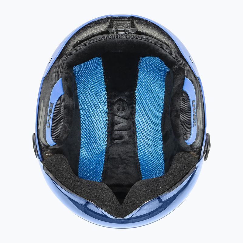 Dětská  lyžařská helma  UVEX Rocket Visor Jr blue matt/mirror blue/smoke 5