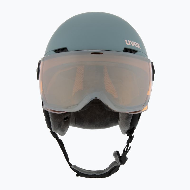 Dětská  lyžařská helma  UVEX Rocket Visor Jr rhino/blush matt/mirror silver/lasergold lite 2