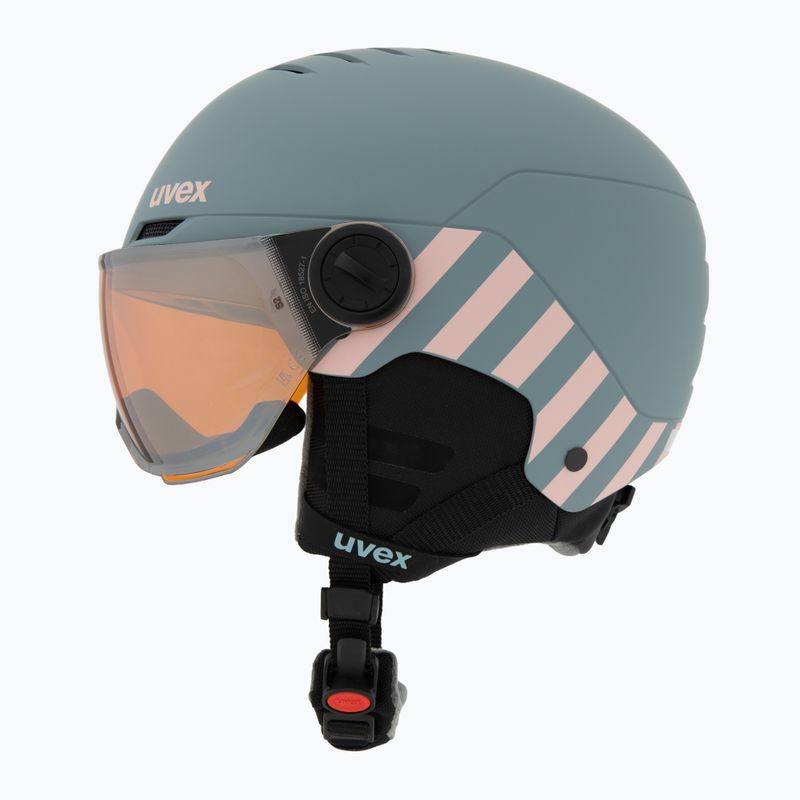 Dětská  lyžařská helma  UVEX Rocket Visor Jr rhino/blush matt/mirror silver/lasergold lite 3