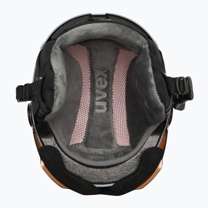 Dětská  lyžařská helma  UVEX Rocket Visor Jr rhino/blush matt/mirror silver/lasergold lite 5