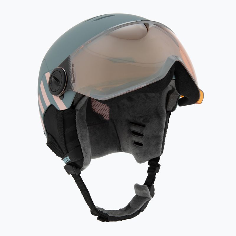 Dětská  lyžařská helma  UVEX Rocket Visor Jr rhino/blush matt/mirror silver/lasergold lite 9