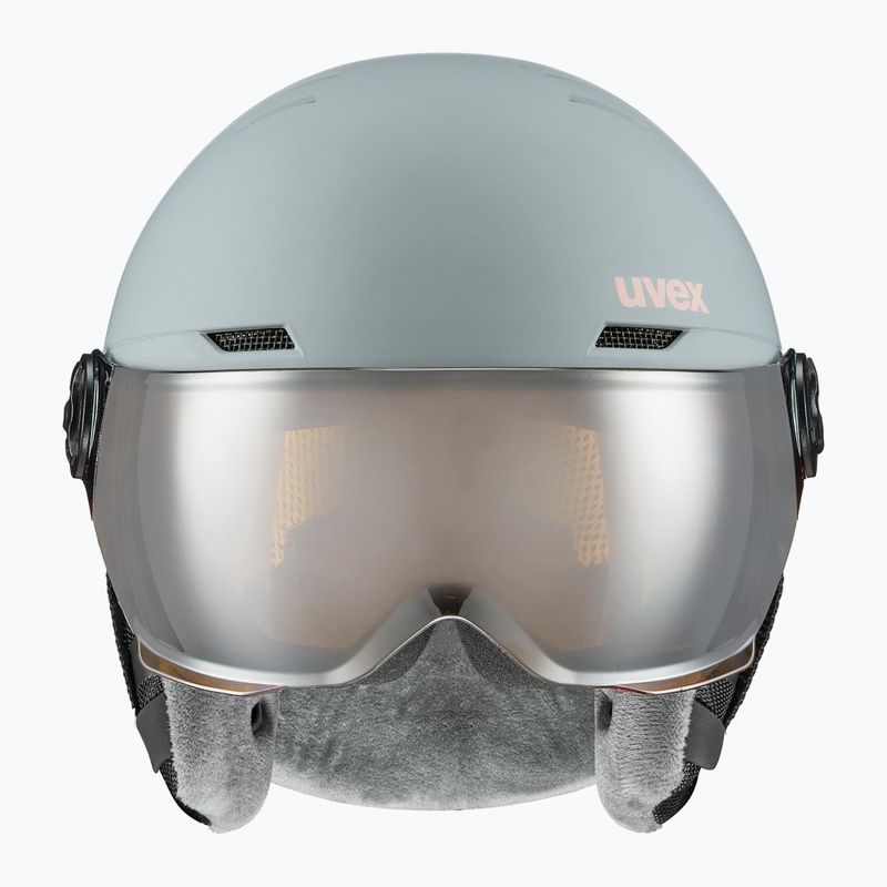 Dětská  lyžařská helma  UVEX Rocket Visor Jr rhino/blush matt/mirror silver/lasergold lite 2