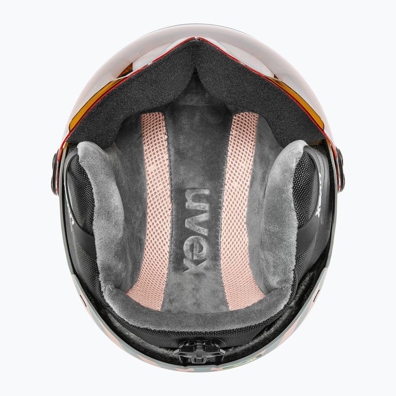 Dětská  lyžařská helma  UVEX Rocket Visor Jr rhino/blush matt/mirror silver/lasergold lite 4