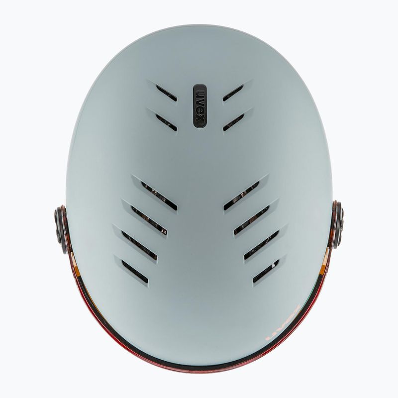 Dětská  lyžařská helma  UVEX Rocket Visor Jr rhino/blush matt/mirror silver/lasergold lite 5