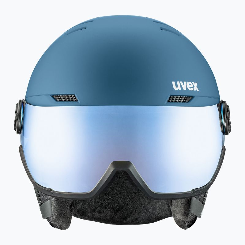 Lyžařská helma UVEX Wanted Visor stone blue matt/mirror blue/smoke