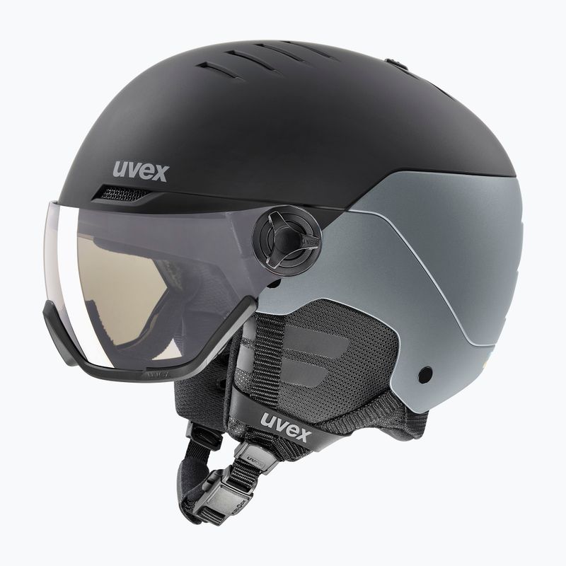 Lyžařská helma UVEX Wanted Visor Pro V black/silver matt