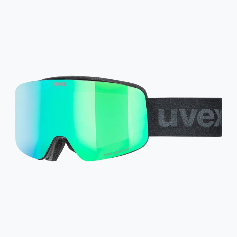 Dětské lyžařské brýle UVEX Pwdr FM black matt/mirror green yellow clear