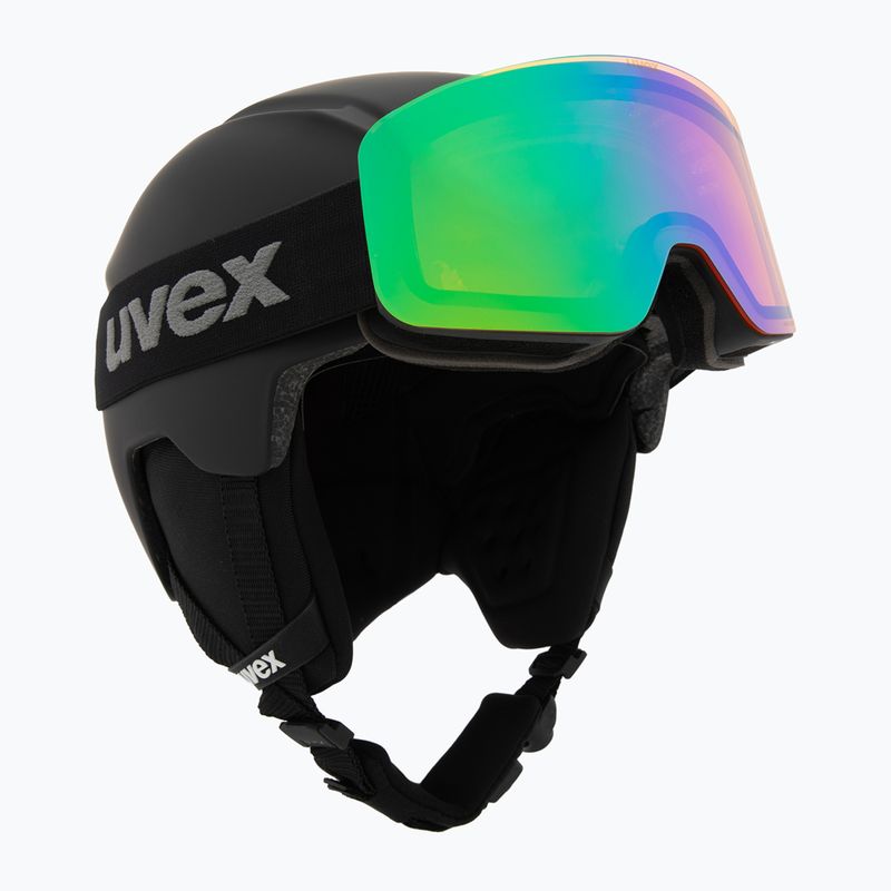 Dětská lyžařská helma UVEX Viti Set + lyžařské brýle Speedy Pro matt black/mirror green/yellow/clear 10