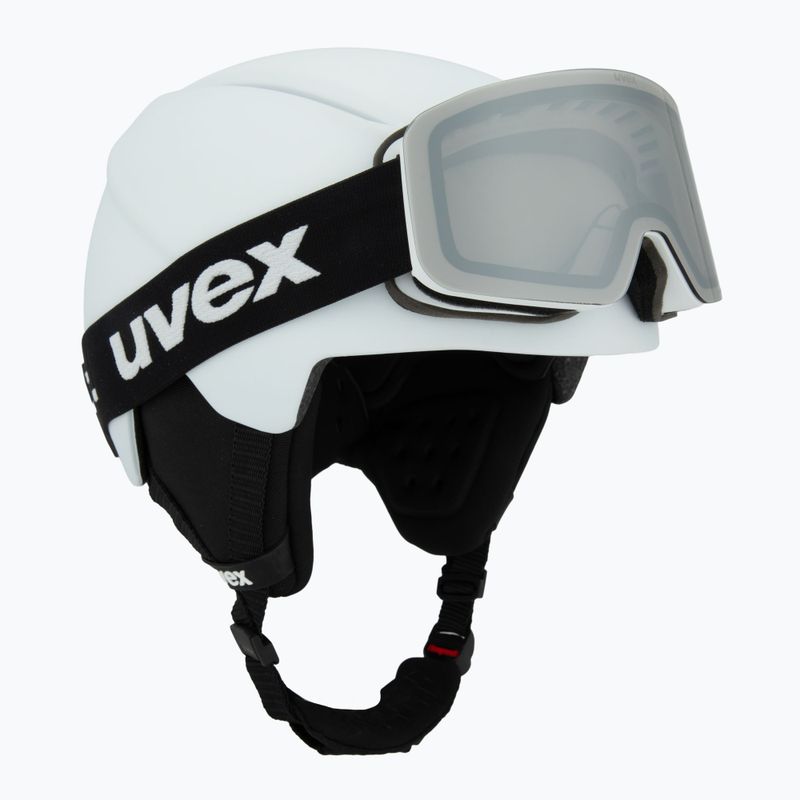 Dětská lyžařská helma UVEX Viti Set + lyžařské brýle Speedy Pro white matt/mirror silver/green/clear 9