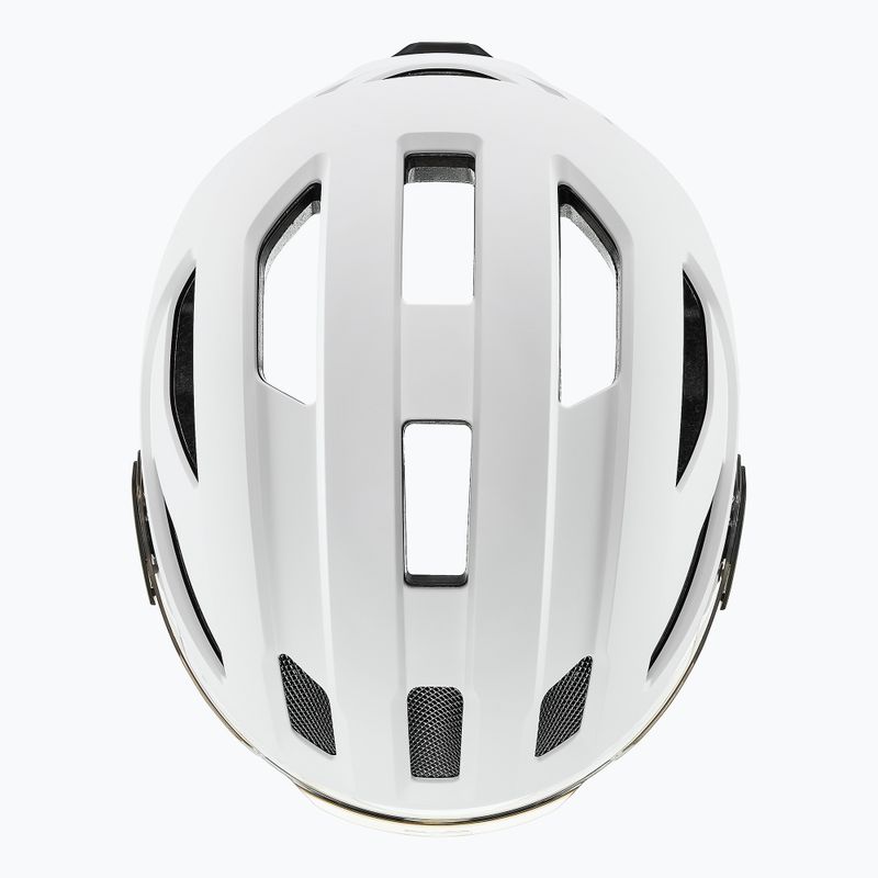 Cyklistická helma UVEX Stride Visor white matt/litemirror silver 6