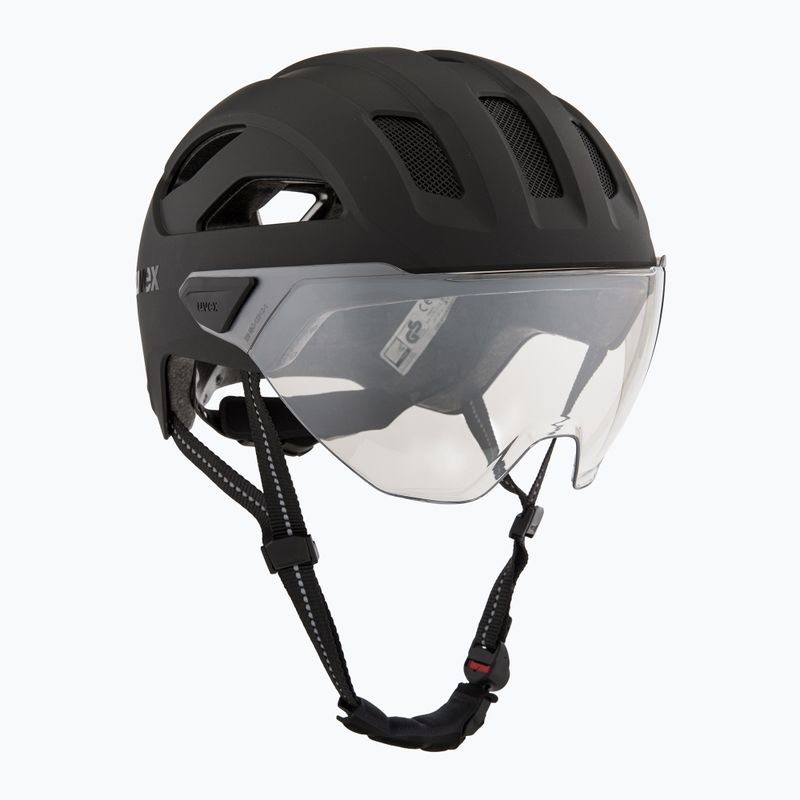 Cyklistická helma UVEX Stride Visor black matt/litemirror silver