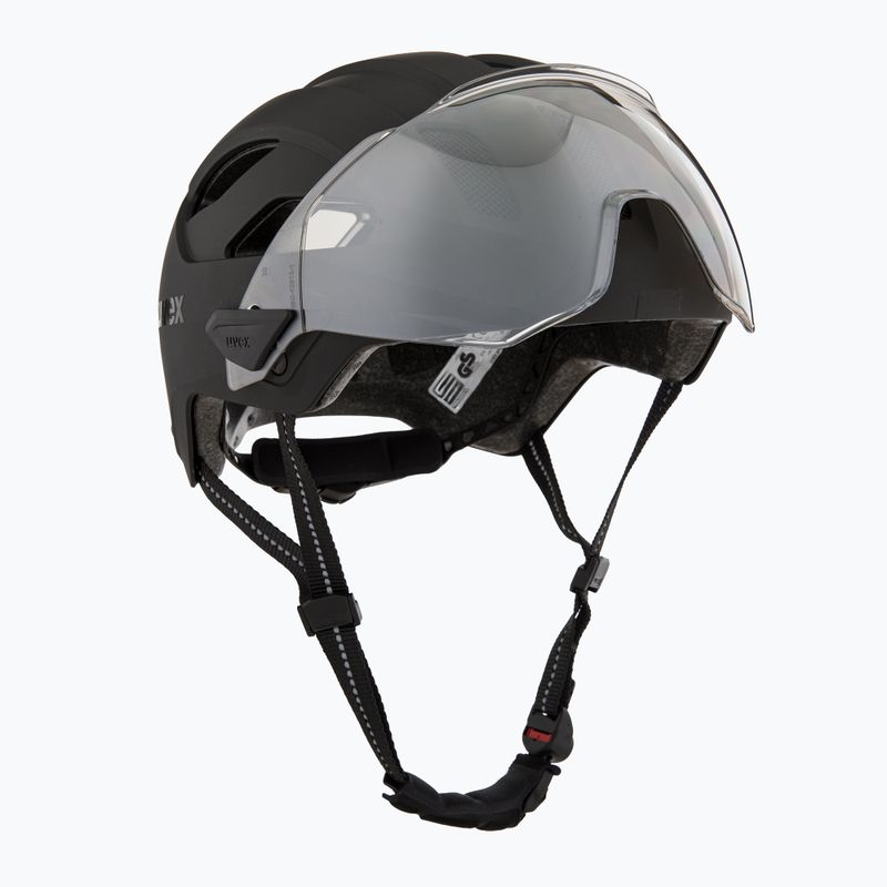 Cyklistická helma UVEX Stride Visor black matt/litemirror silver 9