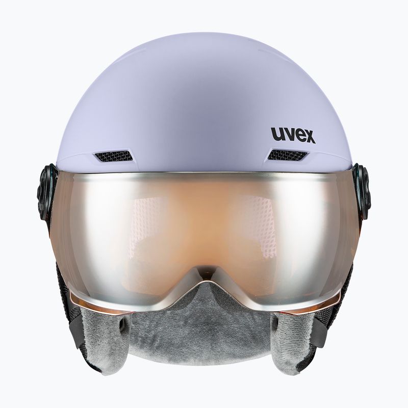 Dětská lyžařská helma UVEX Rocket Visor Jr cool lavender abstract matt/mirror silver/laser gold 2