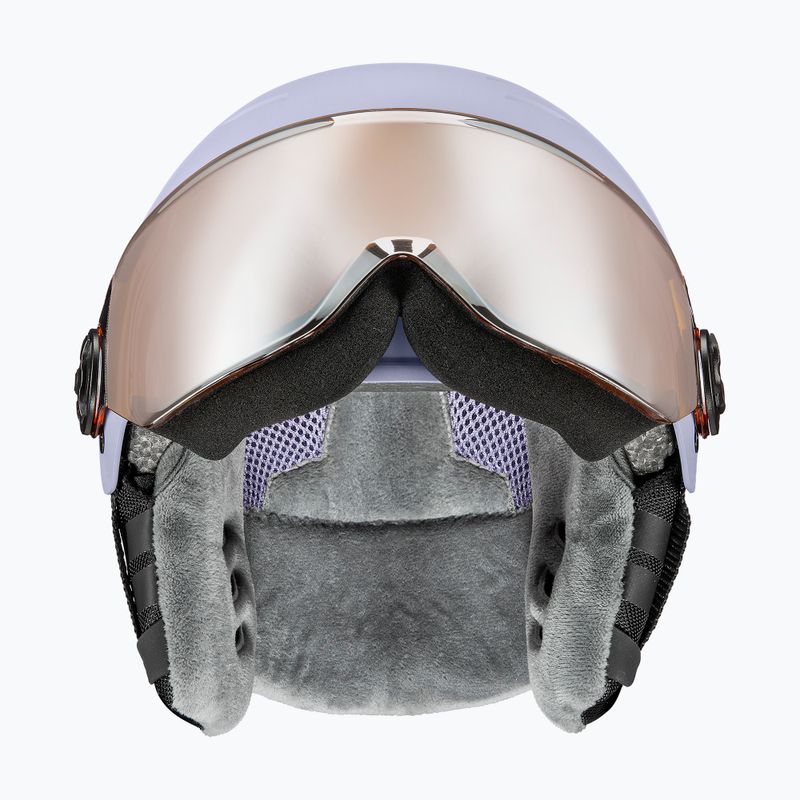 Dětská lyžařská helma UVEX Rocket Visor Jr cool lavender abstract matt/mirror silver/laser gold 3