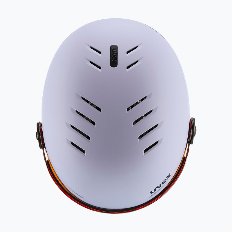 Dětská lyžařská helma UVEX Rocket Visor Jr cool lavender abstract matt/mirror silver/laser gold 5