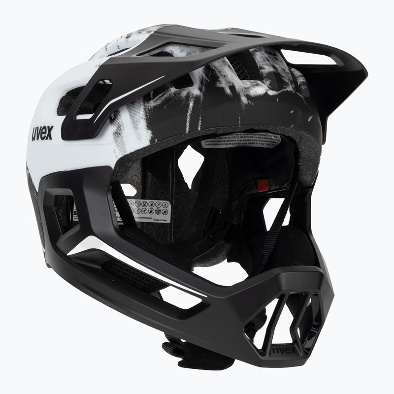 Dětská cyklistická helma UVEX React Fullface Jr black/white matt