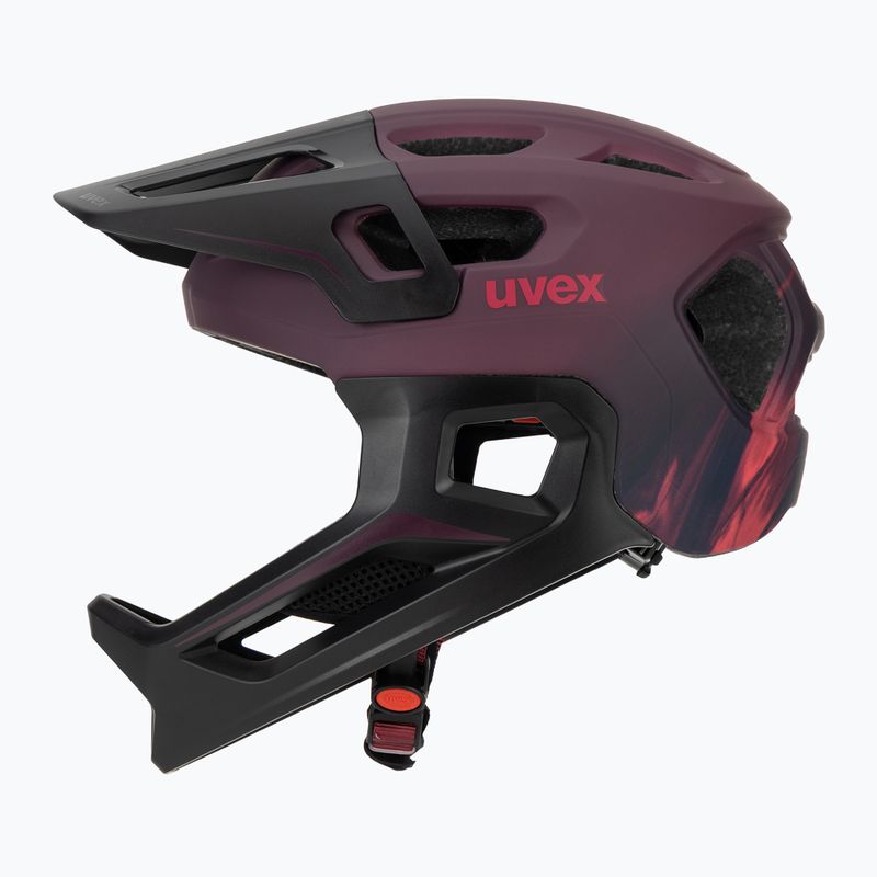 Dětská cyklistická helma UVEX React Fullface Jr cranberry matt 3