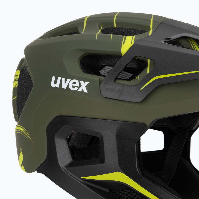 Dětská cyklistická helma UVEX React Fullface Jr dark olive matt 7