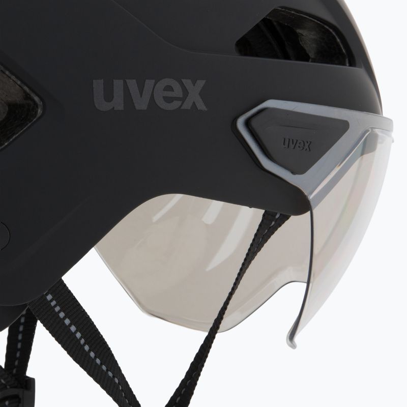 Cyklistická helma UVEX Stride Visor black matt/lite mirror silver 8