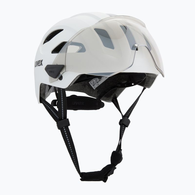 Cyklistická helma UVEX Stride Visor white matt/lite mirror silver 9