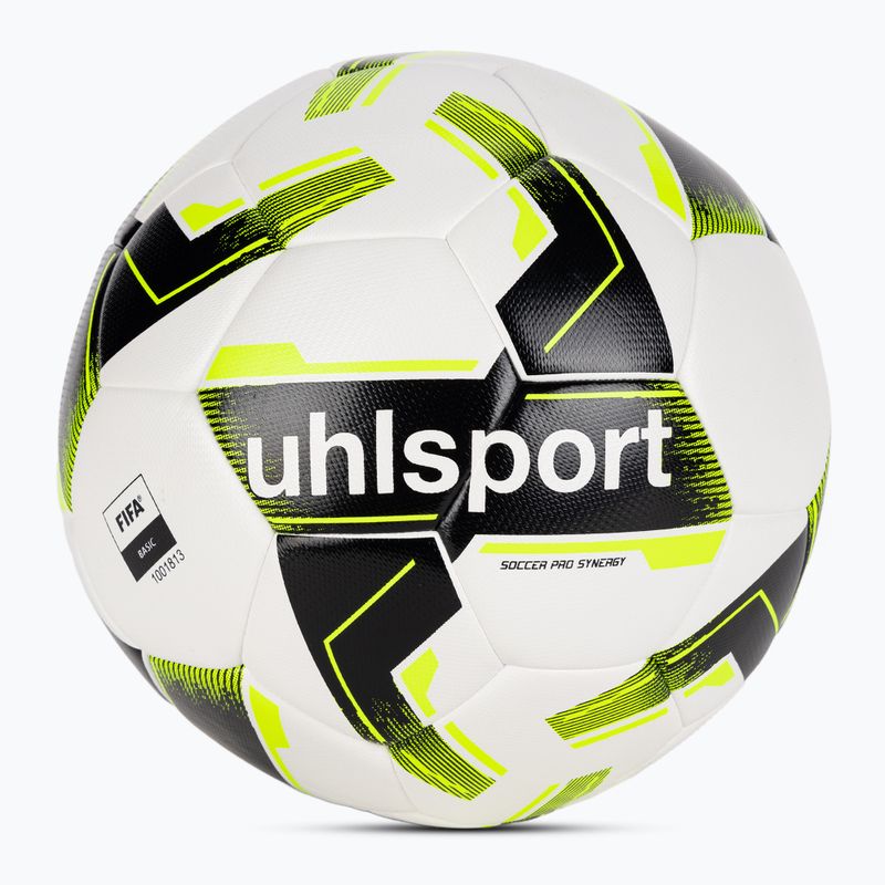 Fotbalový míč uhlsport Soccer Pro Synergy white/black/fluo yellow velikost 5