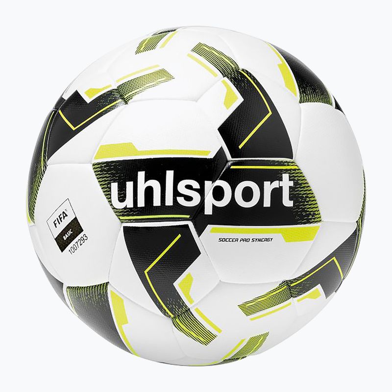 Fotbalový míč uhlsport Soccer Pro Synergy white/black/fluo yellow velikost 5 4
