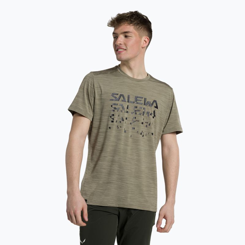 Salewa pánské trekové tričko Puez Hybrid 2 Dry hnědé 00-0000027397