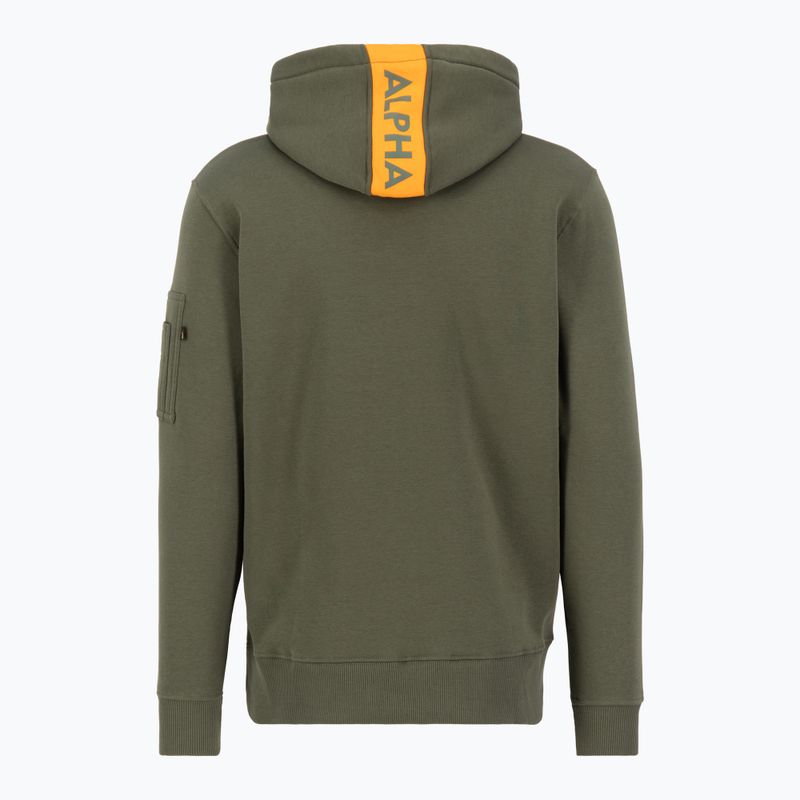 Pánská mikina Alpha Industries Red Stripe Hoodie dark green 2