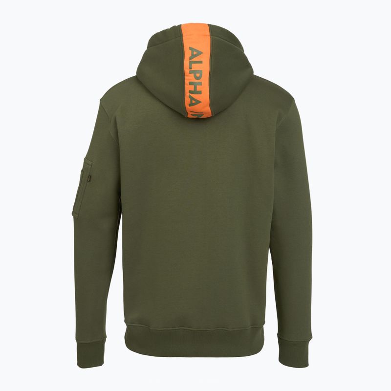 Pánská mikina Alpha Industries Red Stripe Hoodie dark green 2