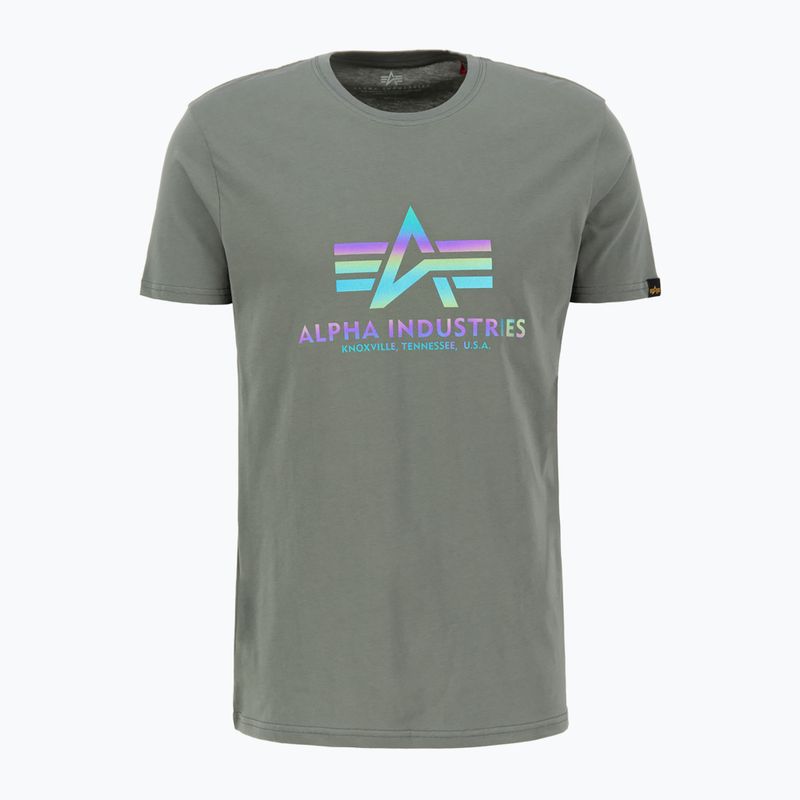 Pánské tričko Alpha Industries Basic Rainbow Reflective vintage green