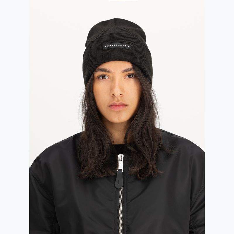 Čepice Alpha Industries Rubber Logo Beanie black 4