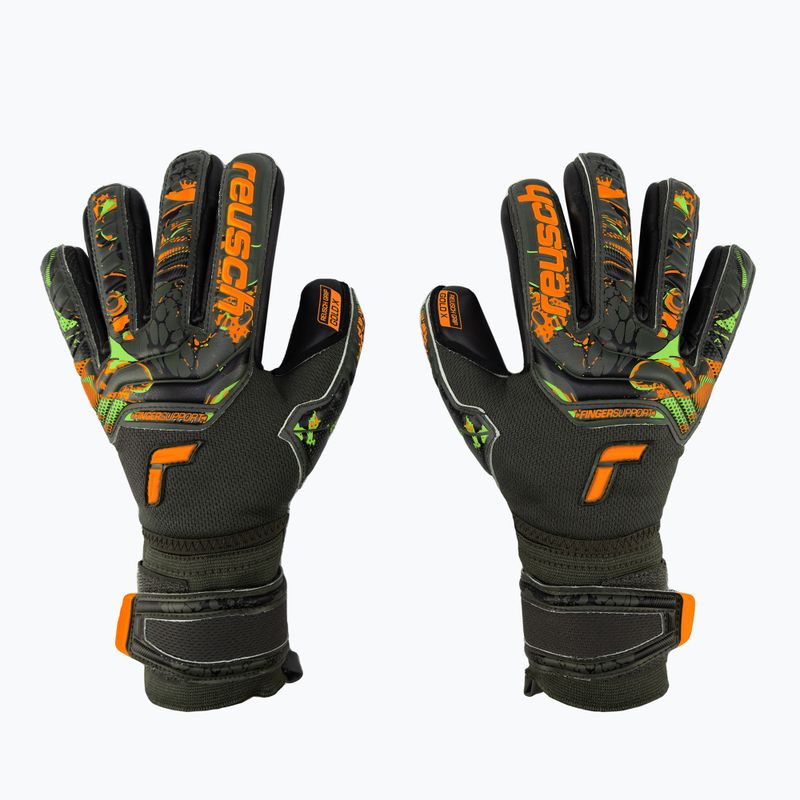 Reusch Attrakt Gold X Finger Support Juniorské brankářské rukavice zeleno-černé 5372050-5555