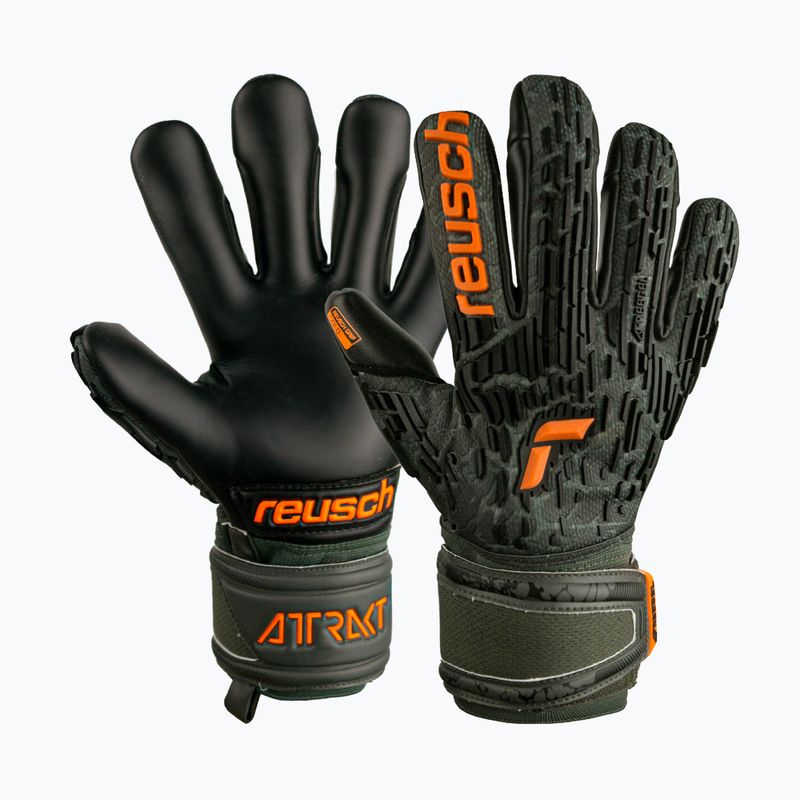 Reusch Attrakt Freegel Silver Finger Support Juniorské brankářské rukavice černo-zelené 5372030-5555 4
