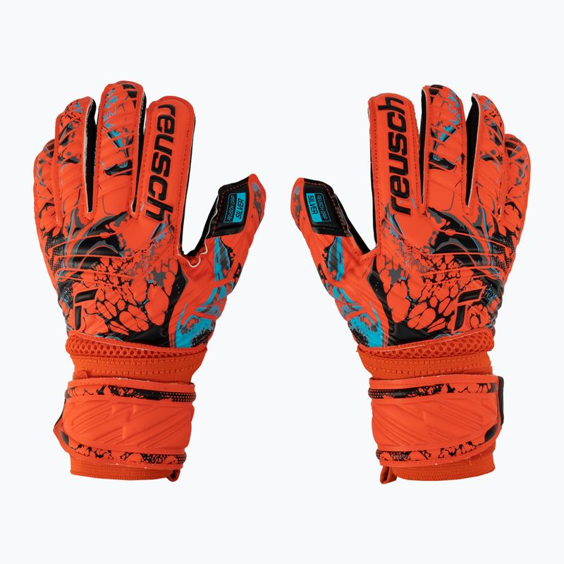 Dětské brankářské rukavice Reusch Attrakt Silver Roll Finger Junior červené 5372217-3333