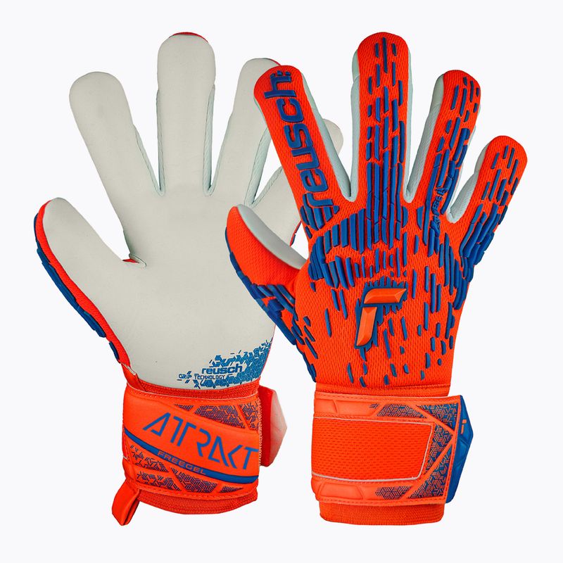 Reusch Attrakt Freegel Silver Junior hyper orng/elec blue dětské brankářské rukavice