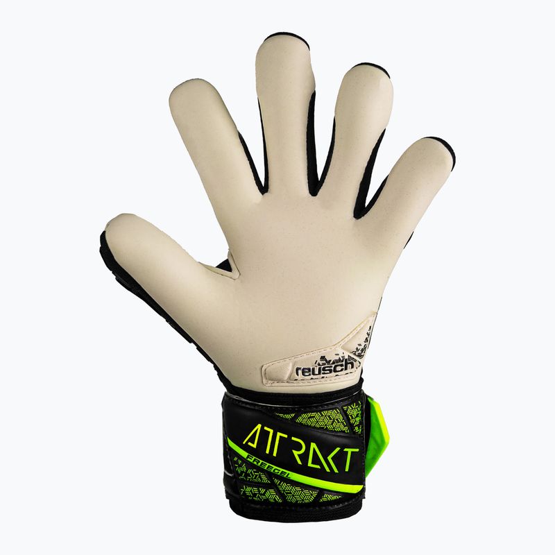 Reusch Attrakt Freegel Gold Finger Support Juniorské brankářské rukavice černá/bezpečně žlutá 3