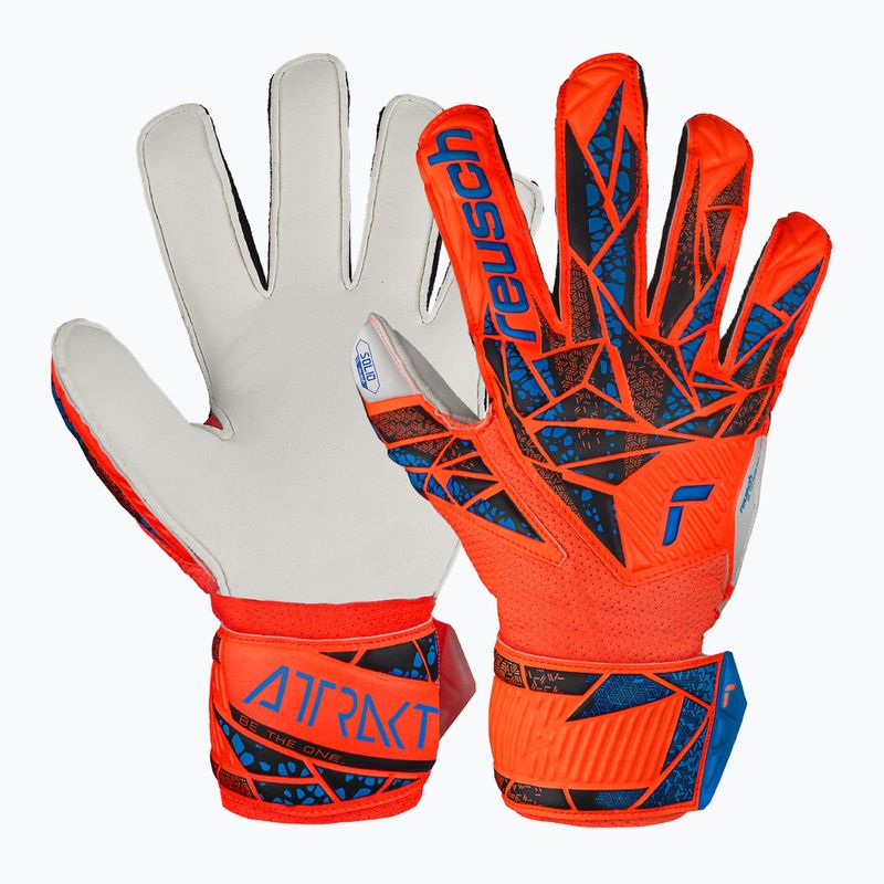 Dětské brankářské rukavice  Reusch Attrakt Solid Finger Support Junior hyper orng/elec blue