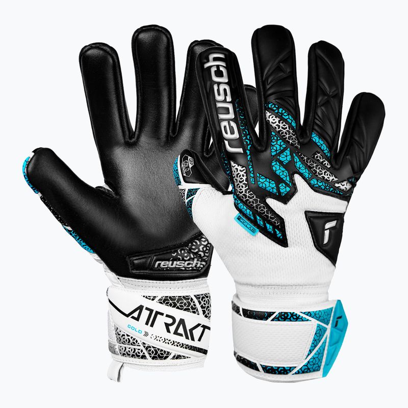 Dětské brankářské rukavice Reusch Attrakt Gold NC Junior white/silver/black