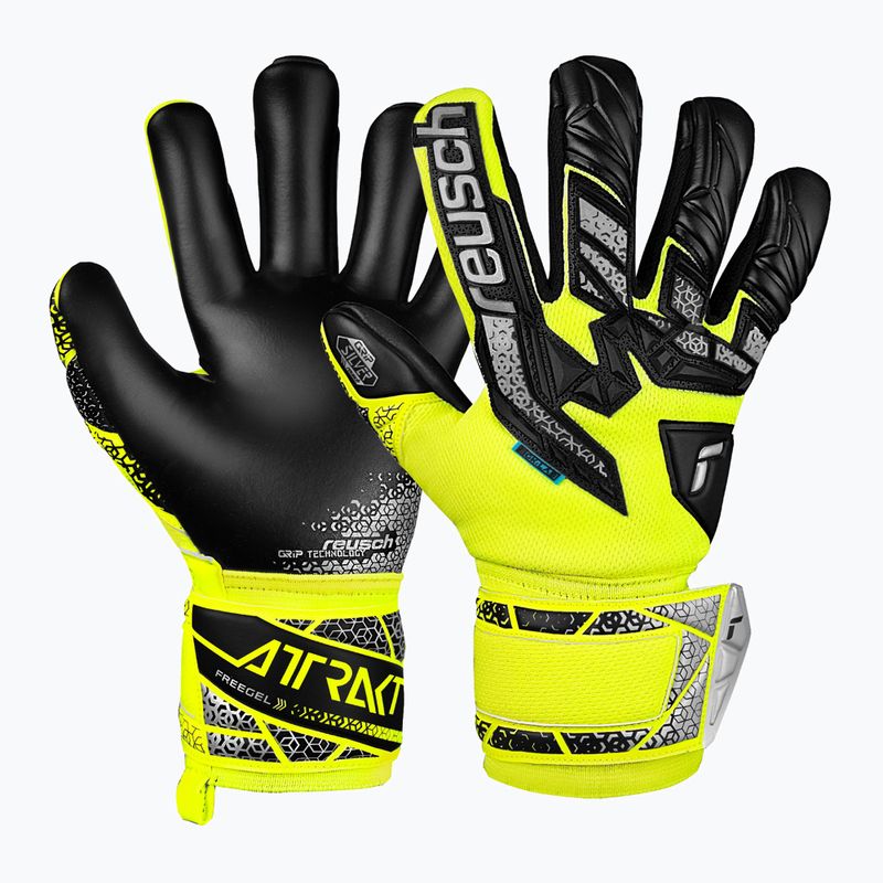Dětské brankářské rukavice  Reusch Attrakt Freegel Silver Junior safety yellow/silver/black