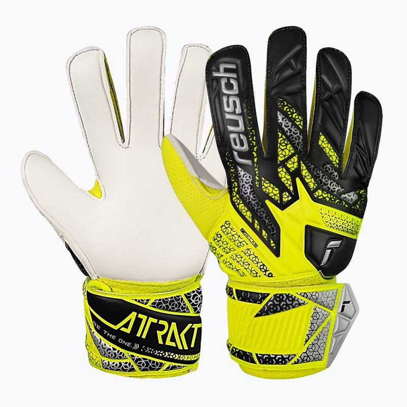 Dětské brankářské rukavice  Reusch Attrakt Solid Junior safety yellow/silver