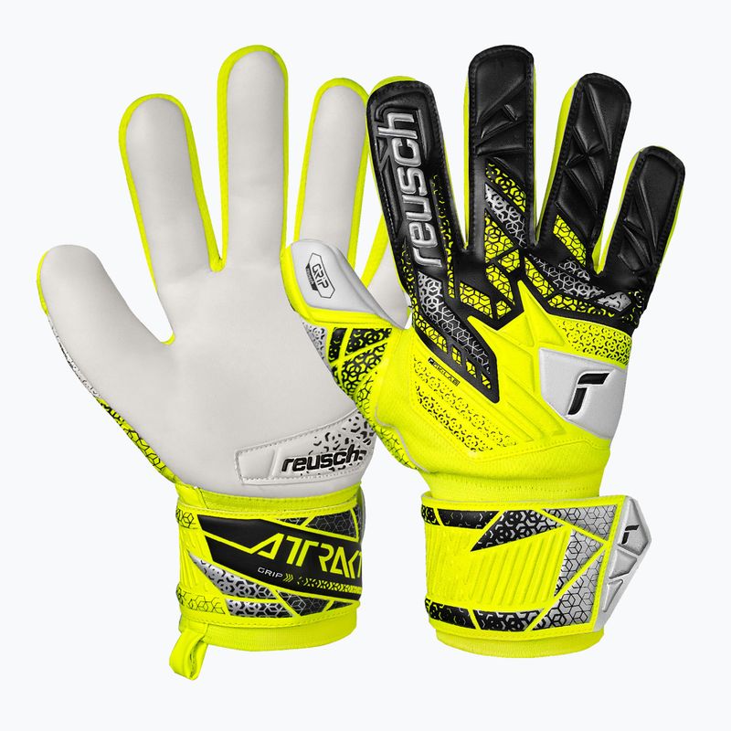 Dětské brankářské rukavice Reusch Attrakt Grip Junior safety yellow/silver