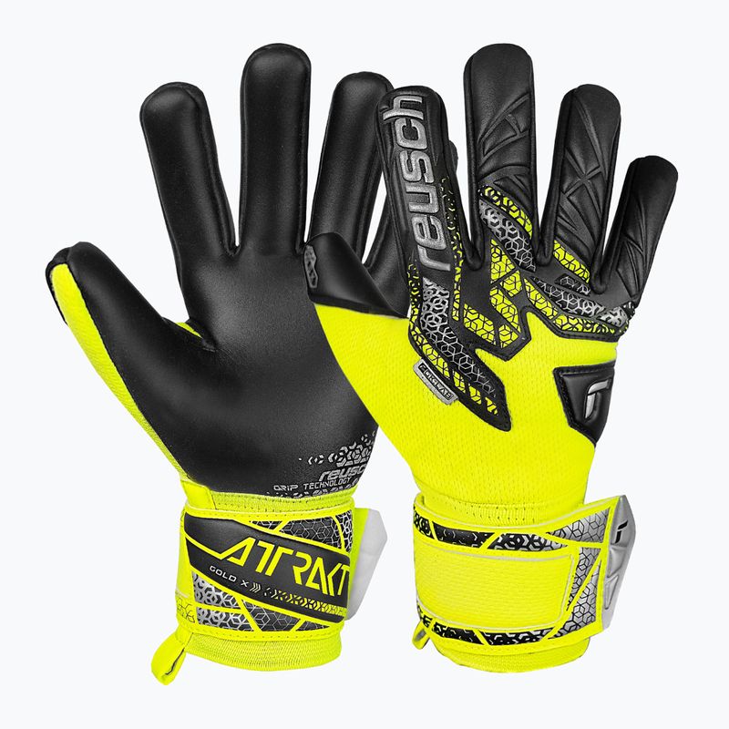 Dětské brankářské rukavice Reusch Attrakt Gold X NC Junior safety yellow/silver/black