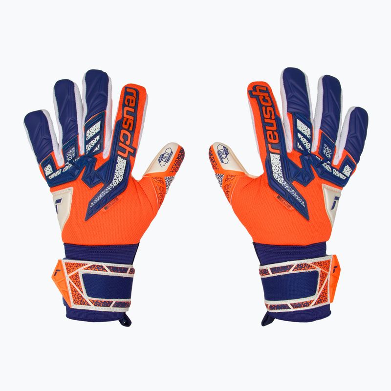 Dětské brankářské rukavice Reusch Attrakt Freegel Gold NC Junior oranžové/modré 2