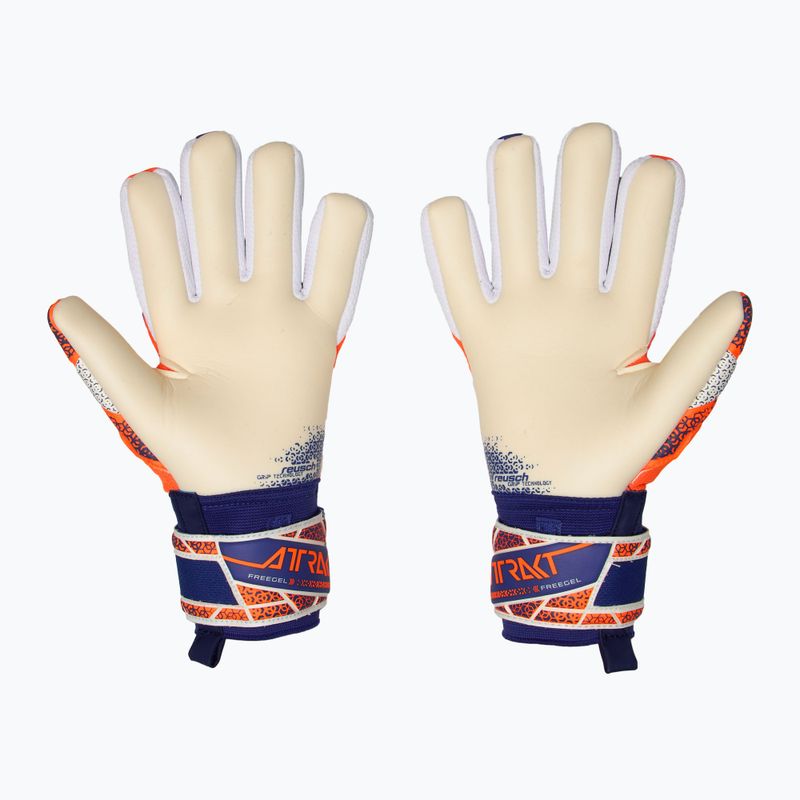 Dětské brankářské rukavice Reusch Attrakt Freegel Gold NC Junior oranžové/modré 3