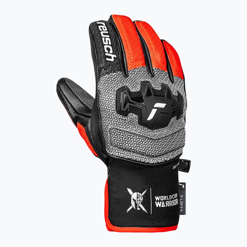 Dětské lyžařské rukavice Reusch Worldcup Warrior GS black/silver/fluo red 2