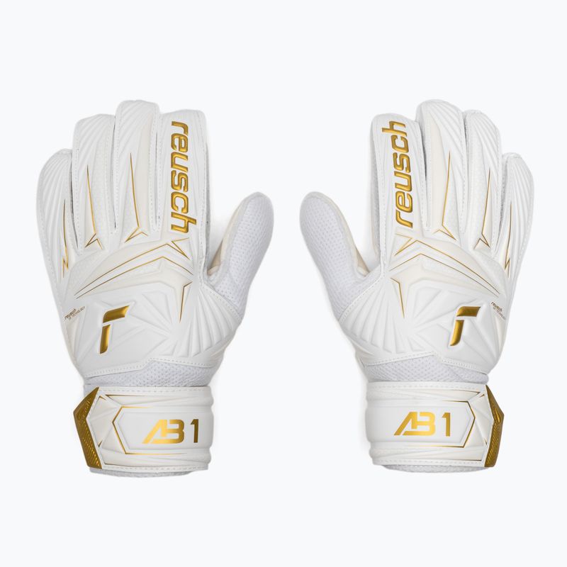 Dětské brankářské rukavice Reusch Attrakt AB1 Solid Junior white/gold 2